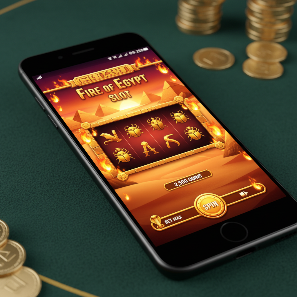 Fire of Egypt Slot gameplay screenshot showing expanding wilds and free spins bonus